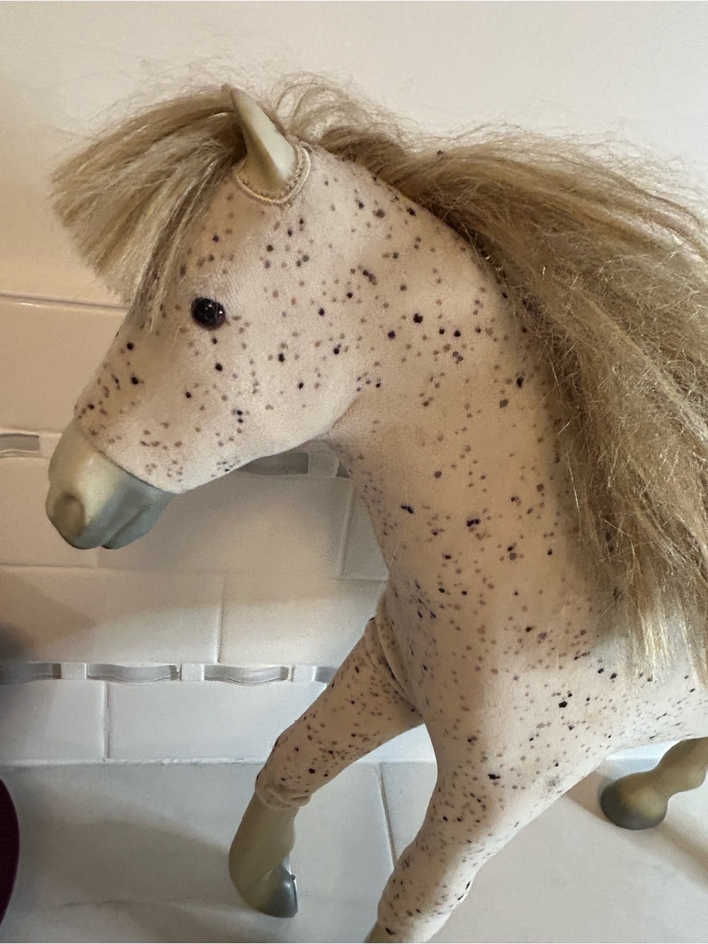 American Girl Speckled Cream and Brown Horse.  Preloved. Saige’s horse Picasso